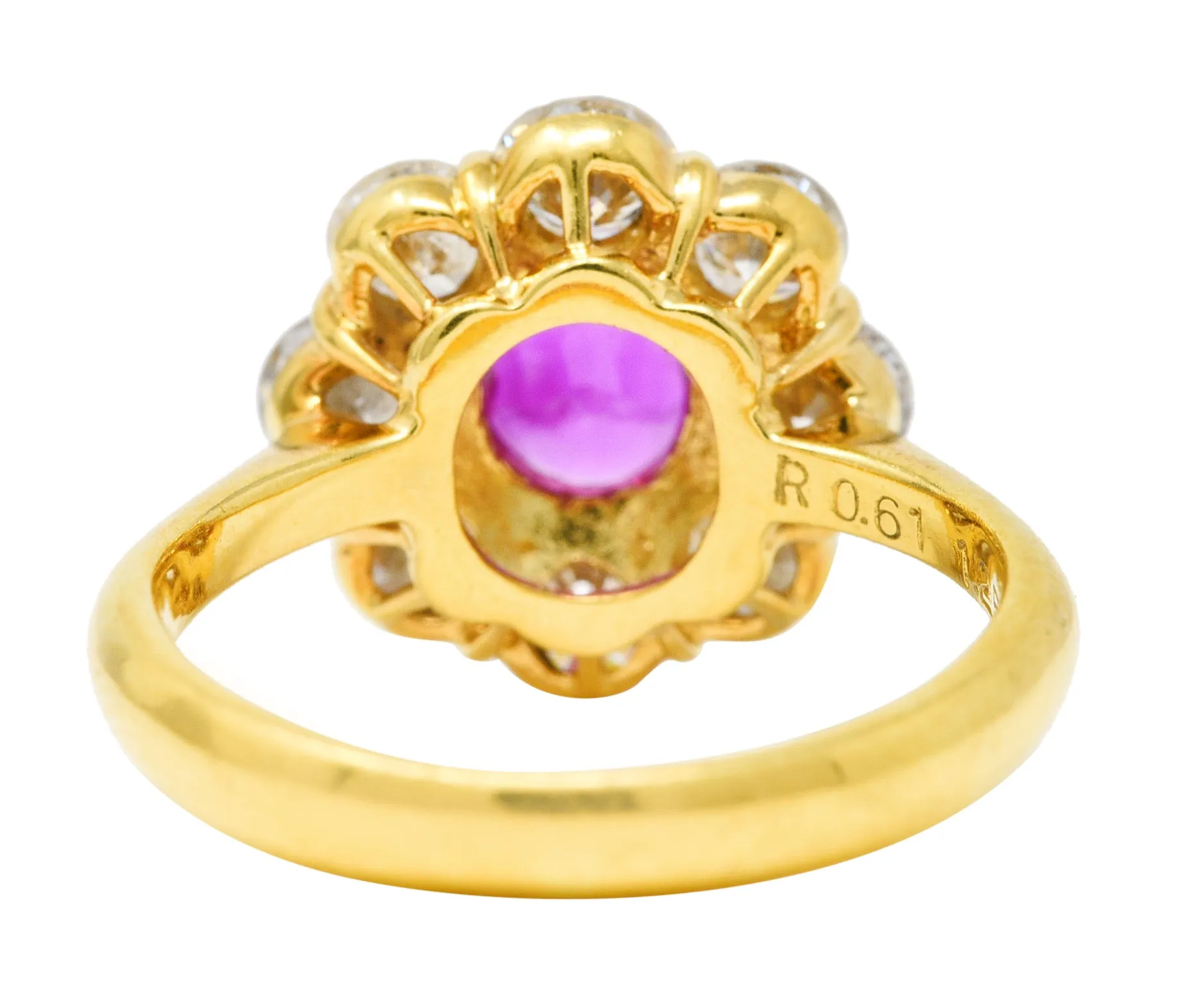 Contemporary 1.86 CTW Ruby Diamond 18 Karat Yellow Gold Cluster Ring