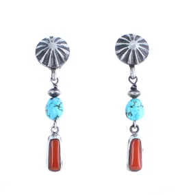 CORAL and TURQUOISE EARRINGS Frieda Kahlo Inspired Handmade