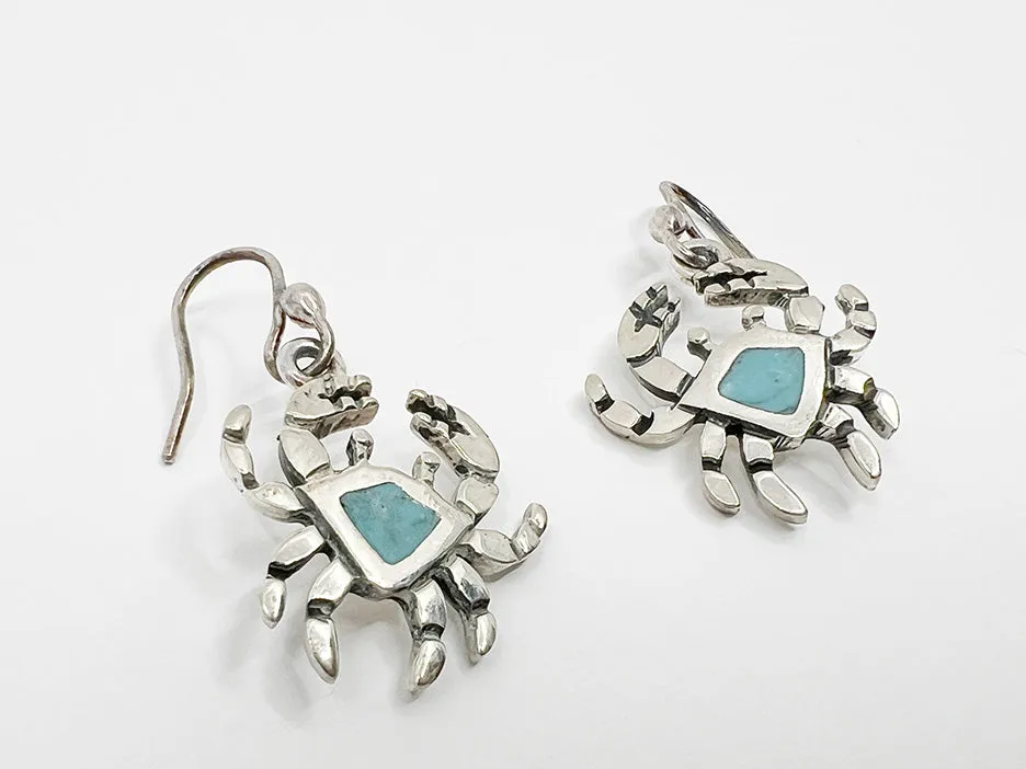 Crab Earring on Hook w/ Turquoise Inlay