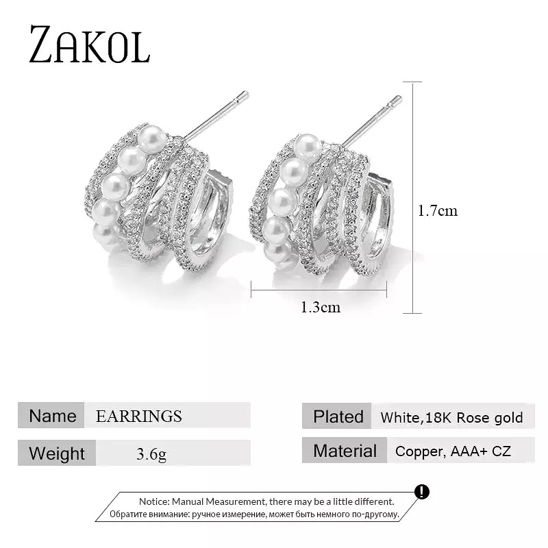 Cubic Zirconia Geometric Stud Earrings for Women S4130142