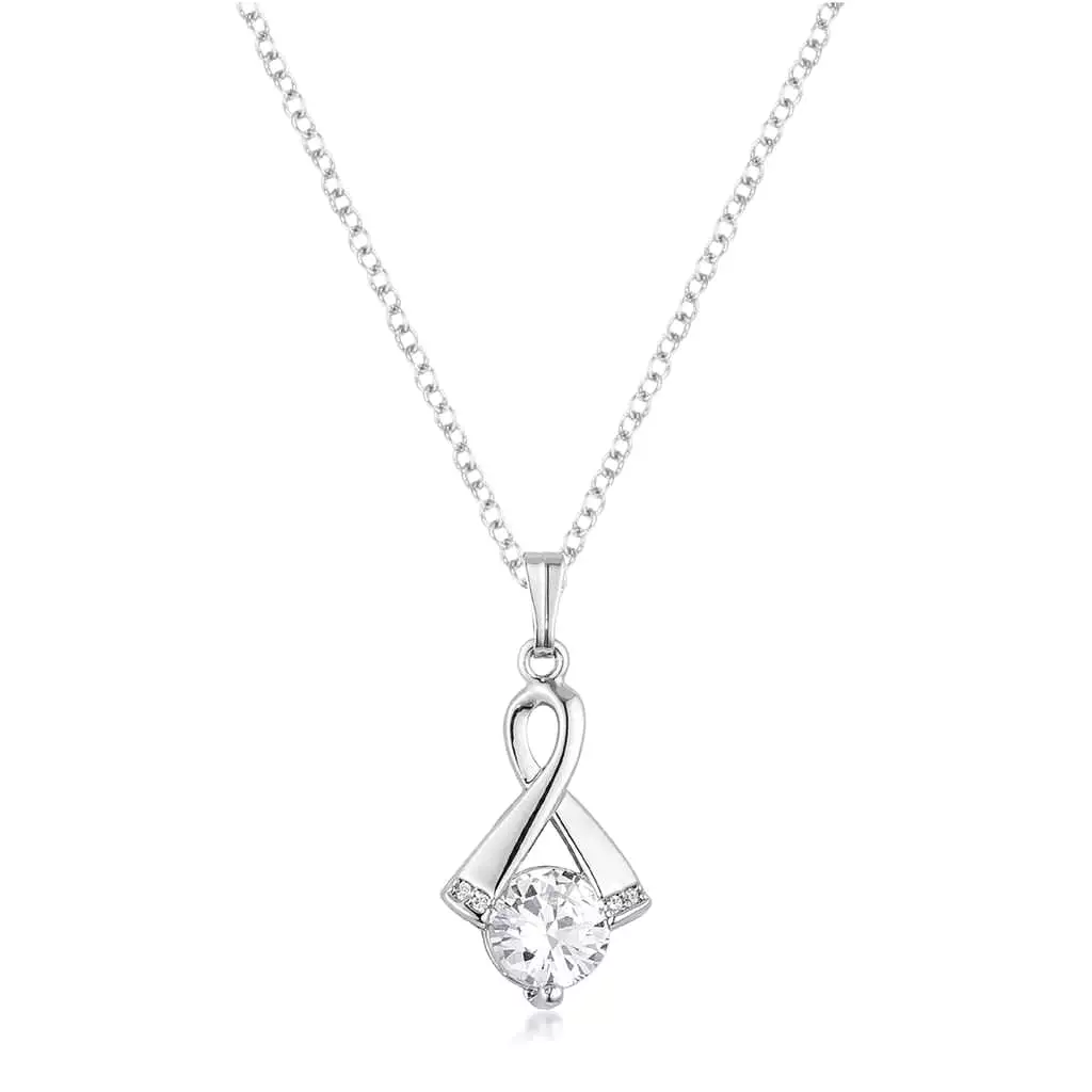 CZ Silver Twisted Pendant Necklace