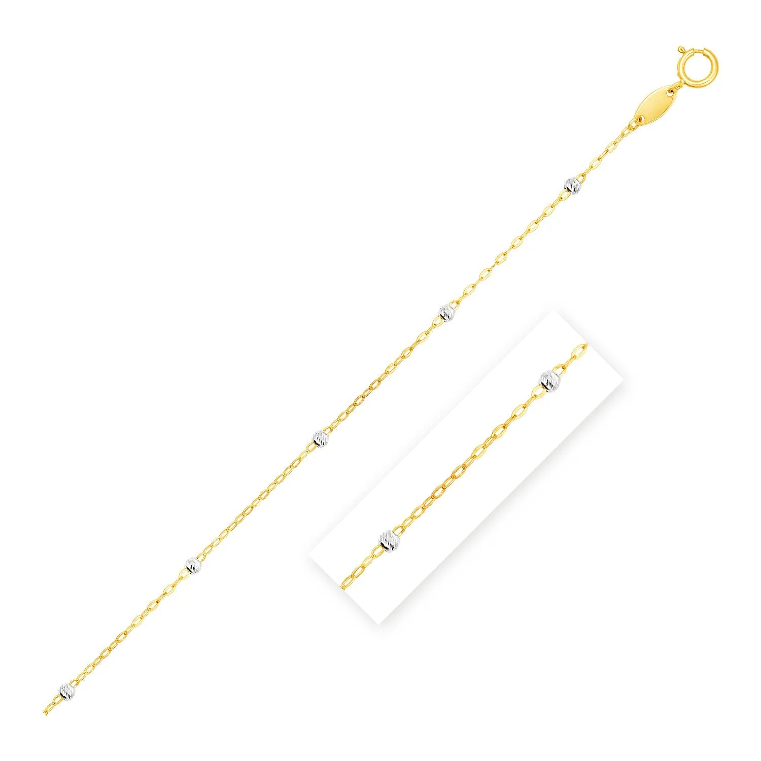 Diamond Cut Bead Links Pendant Chain in 14k Two Tone Gold (3.5mm)-rx66240-18