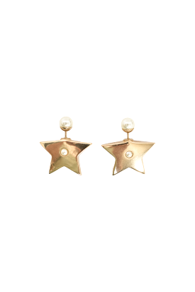 Dior Faux Pearl Tribales Stud Earrings w/ Crystal Embellished Star Detailing