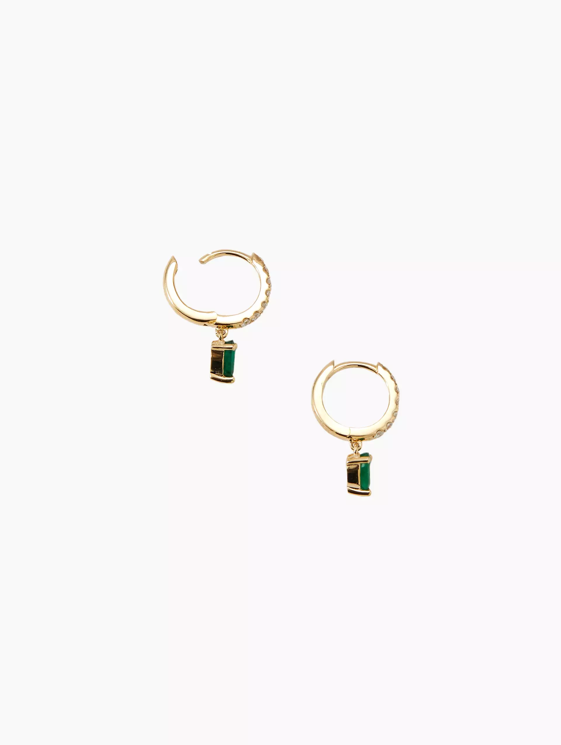 Emerald Water Drop Goddess Hoops