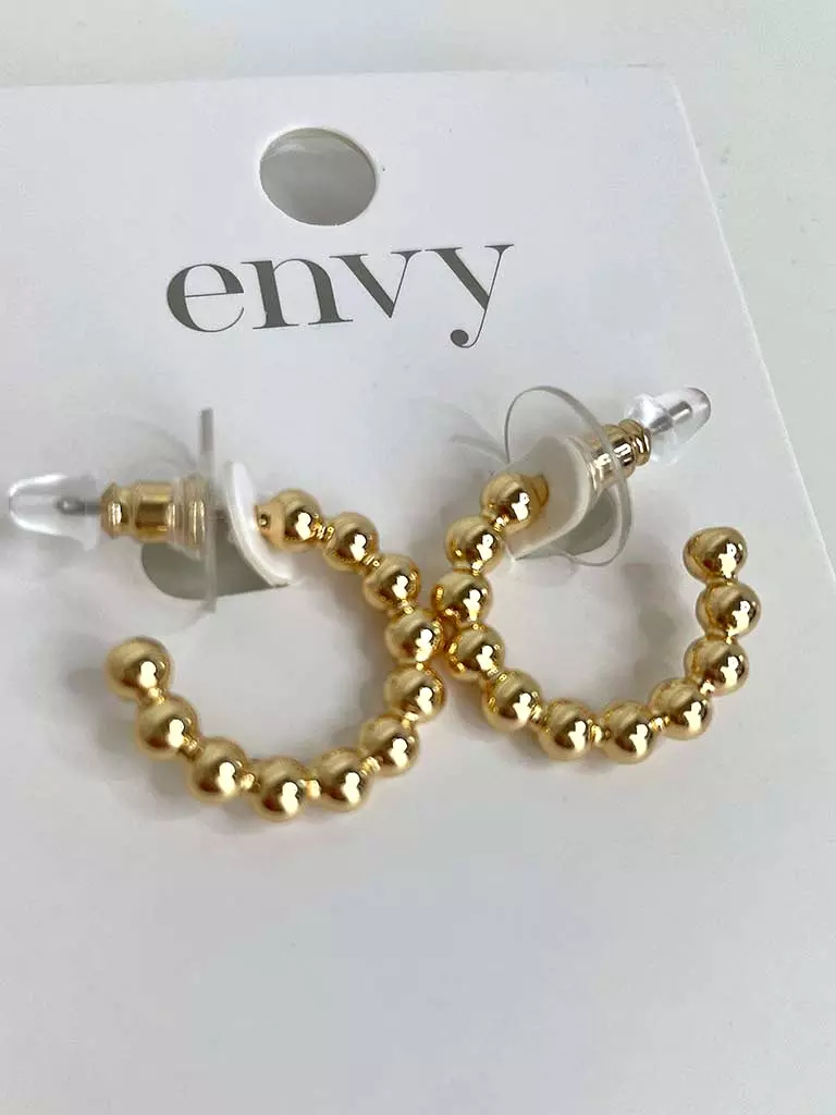 Envy Bubble Ball Hoop Earrings - Gold