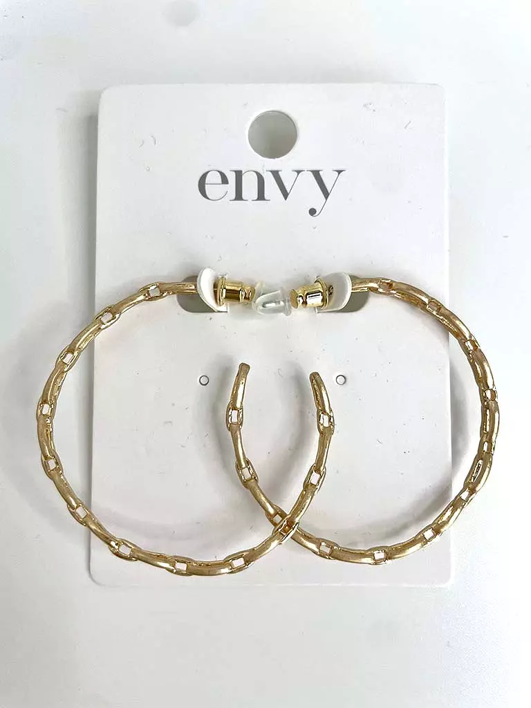 Envy Chain Link Hoop Earrings - Gold