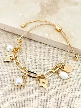 Envy Drawstring Clover Charm Bracelet - Gold