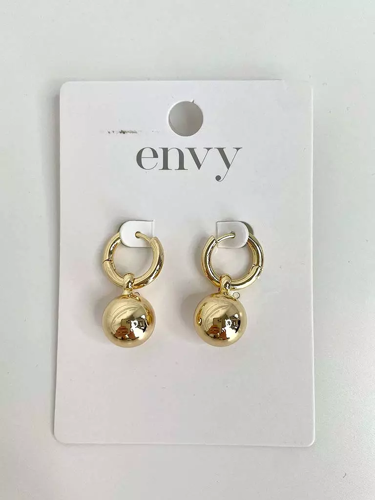 Envy Hoop Ball Drop Earrings - Gold