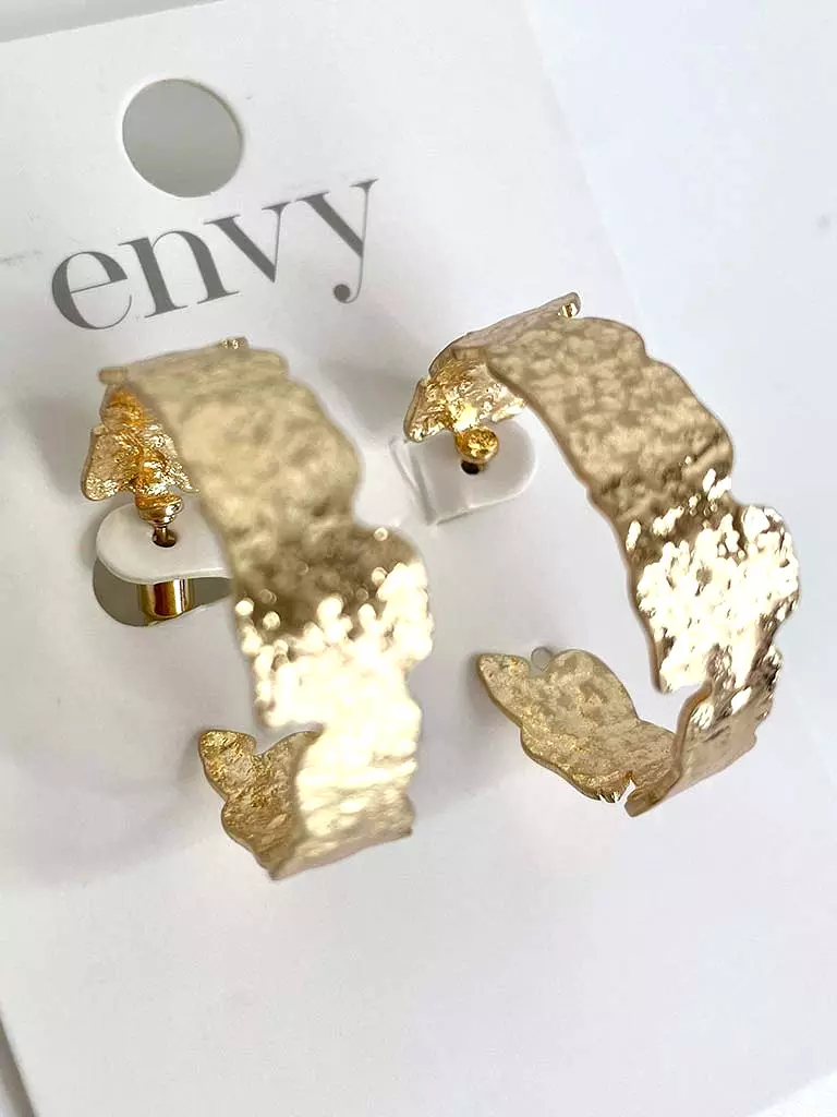 Envy Textured Chunky Hoop Earrings - Gold