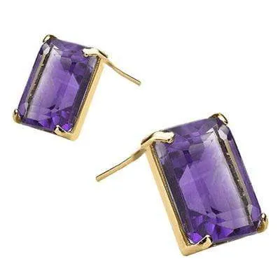 EXCLUSIVE 1.1 CARAT TW (2 PCS) AMETHYST 10K SOLID YELLOW GOLD EARRINGS