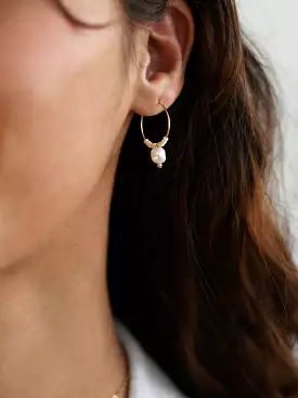 Extra Small Pearl Hoop Earrings