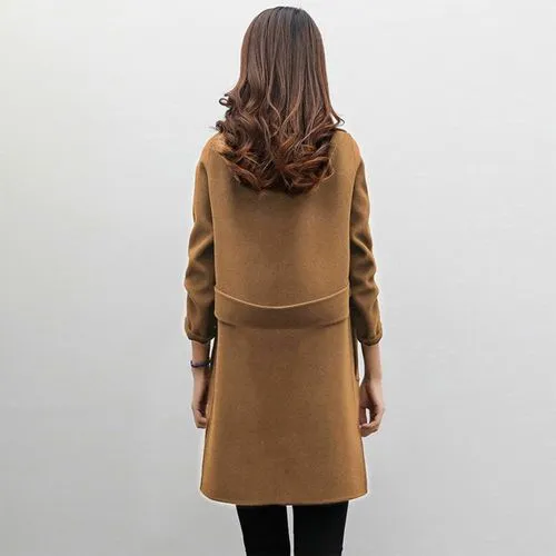 Foreign Trade Explosion 2022 Autumn And Winter New Coat Woolen Coat Women's Mid-length Cocoon Shaped Double Breasted Woolen 