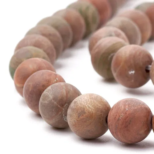 Gemstone Beads, Red Rainbow Jasper, Natural, Frosted, Round, 8mm