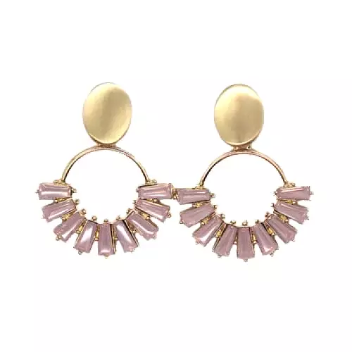 Gold And Pink Brushed Metal Drop Earrings