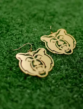 Gold Bear Plate Earrings