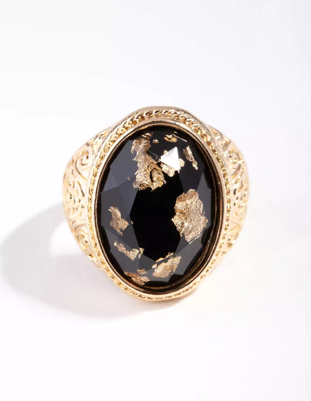 Gold Cabochon Gold Leaf Ring