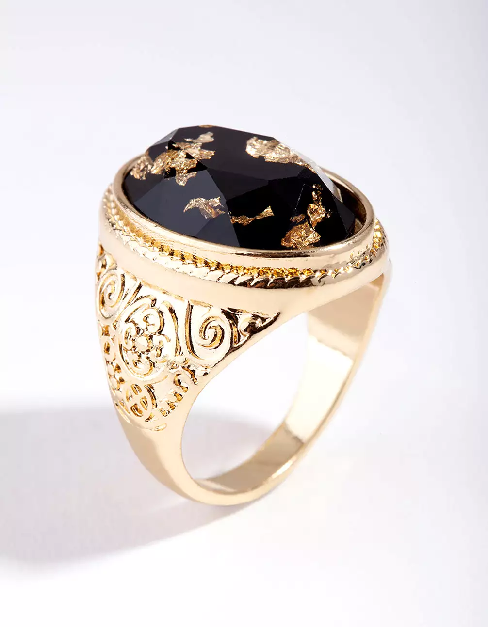 Gold Cabochon Gold Leaf Ring