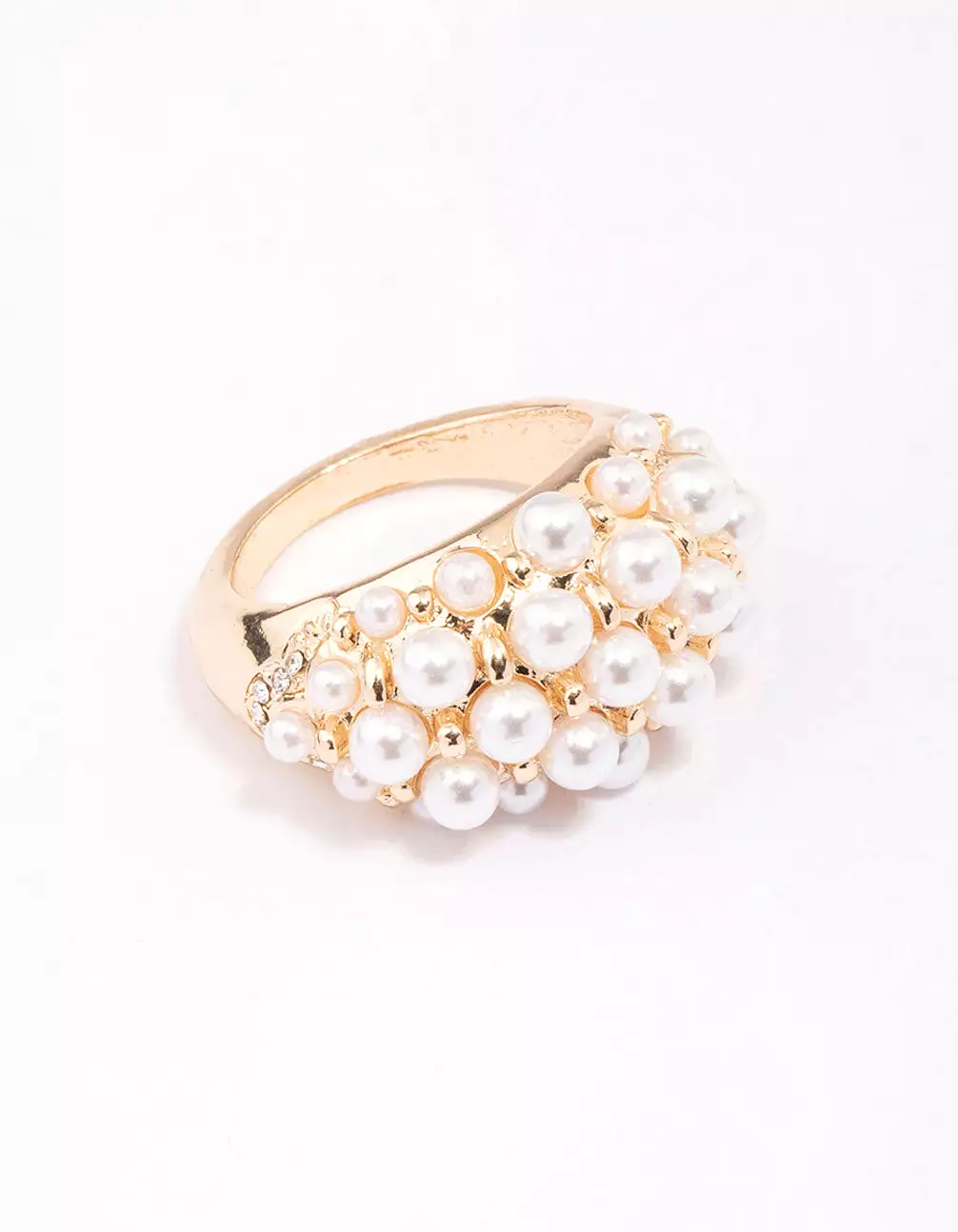 Gold Domed Pearl Ring