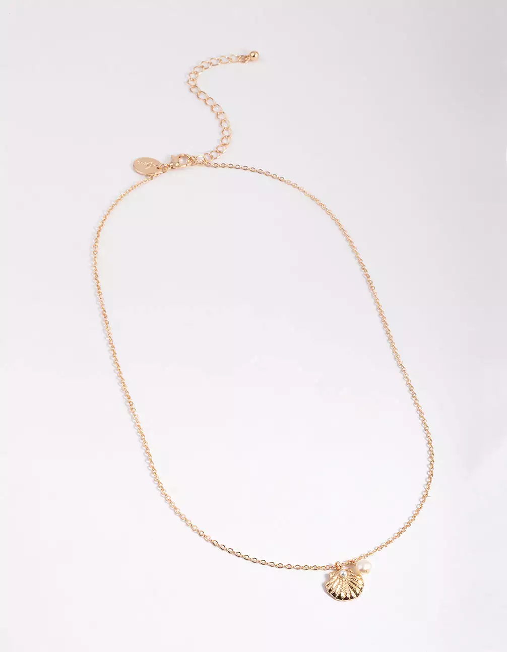 Gold Freshwater Pearl & Clam Pendant Necklace