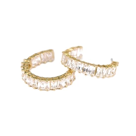 Gold Gem Hoop Earrings