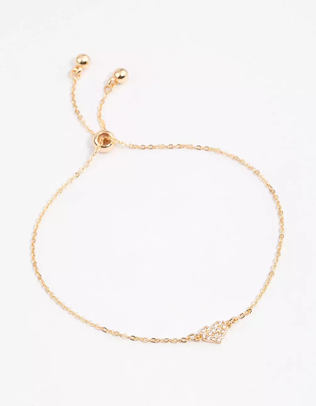 Gold Pave Mini Heart Charm Bracelet