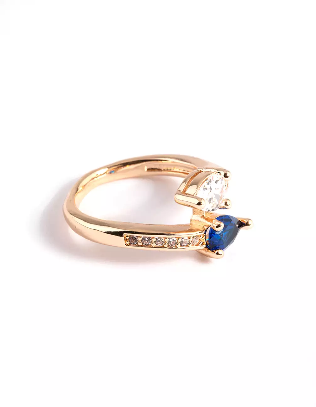 Gold Pear Cross Over Ring