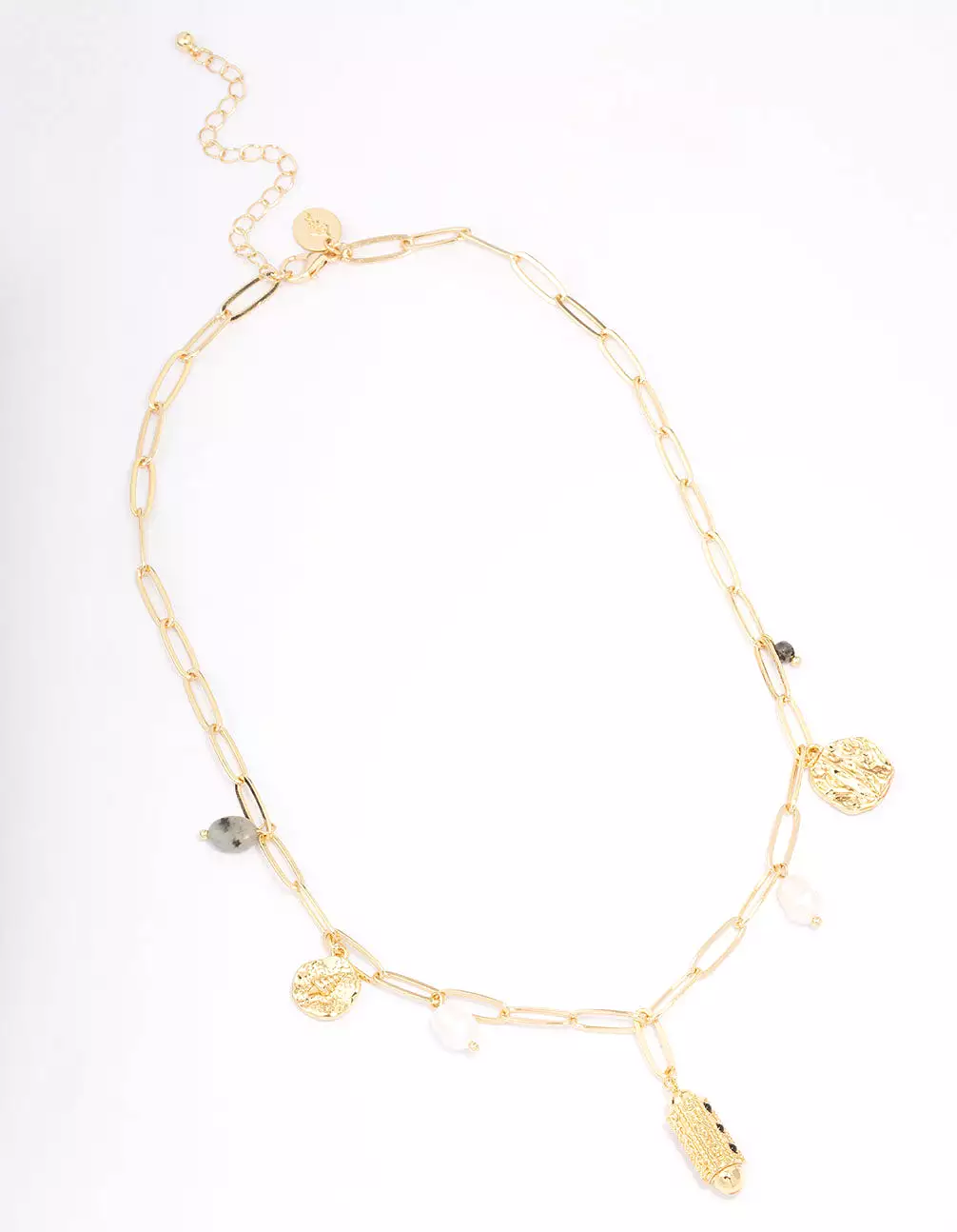 Gold Plated Freshwater Pearl Semi-Precious Charm Necklace