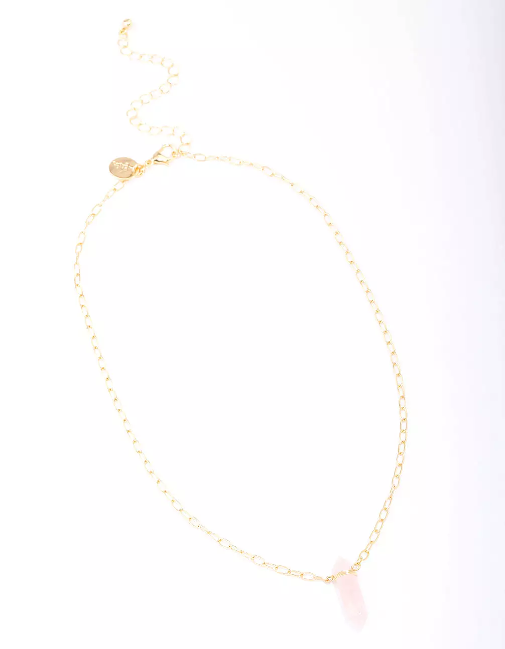 Gold Plated Rose Quartz Pointed Pendant Necklace