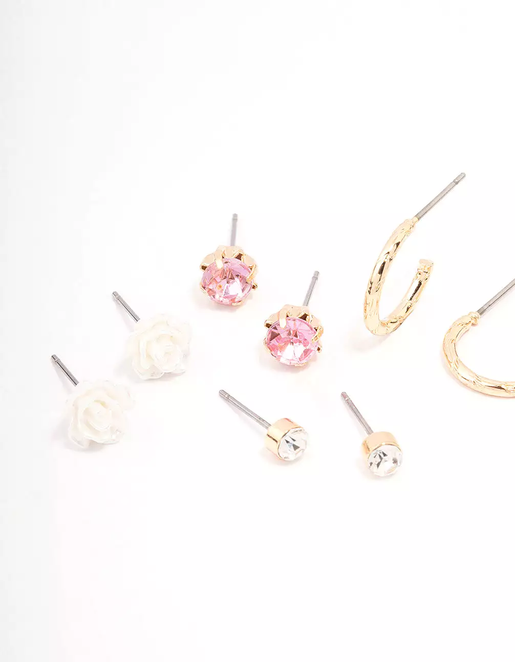 Gold Rose & Butterfly Earring 8-Pack