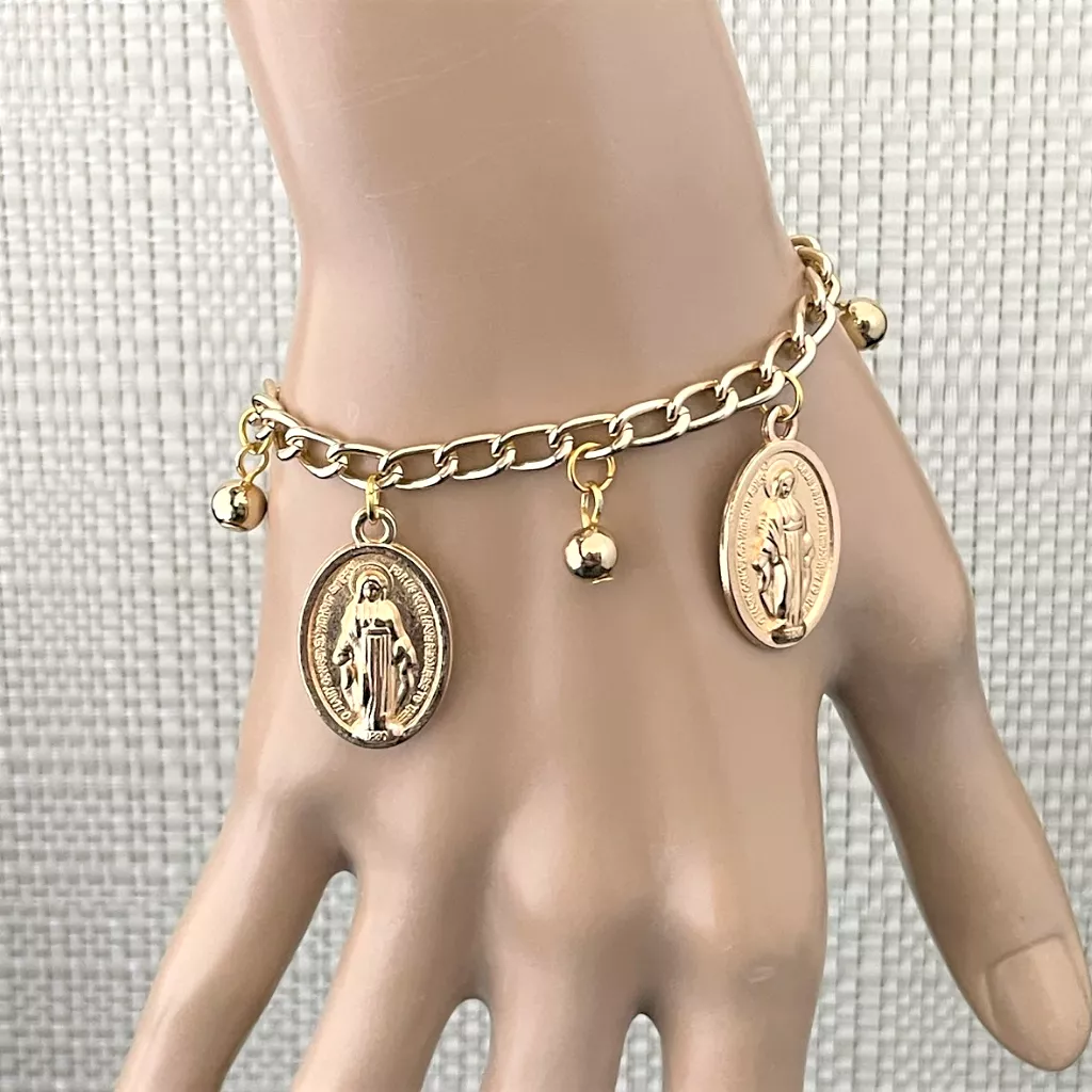 Gold Saint Mary Charm Bracelet