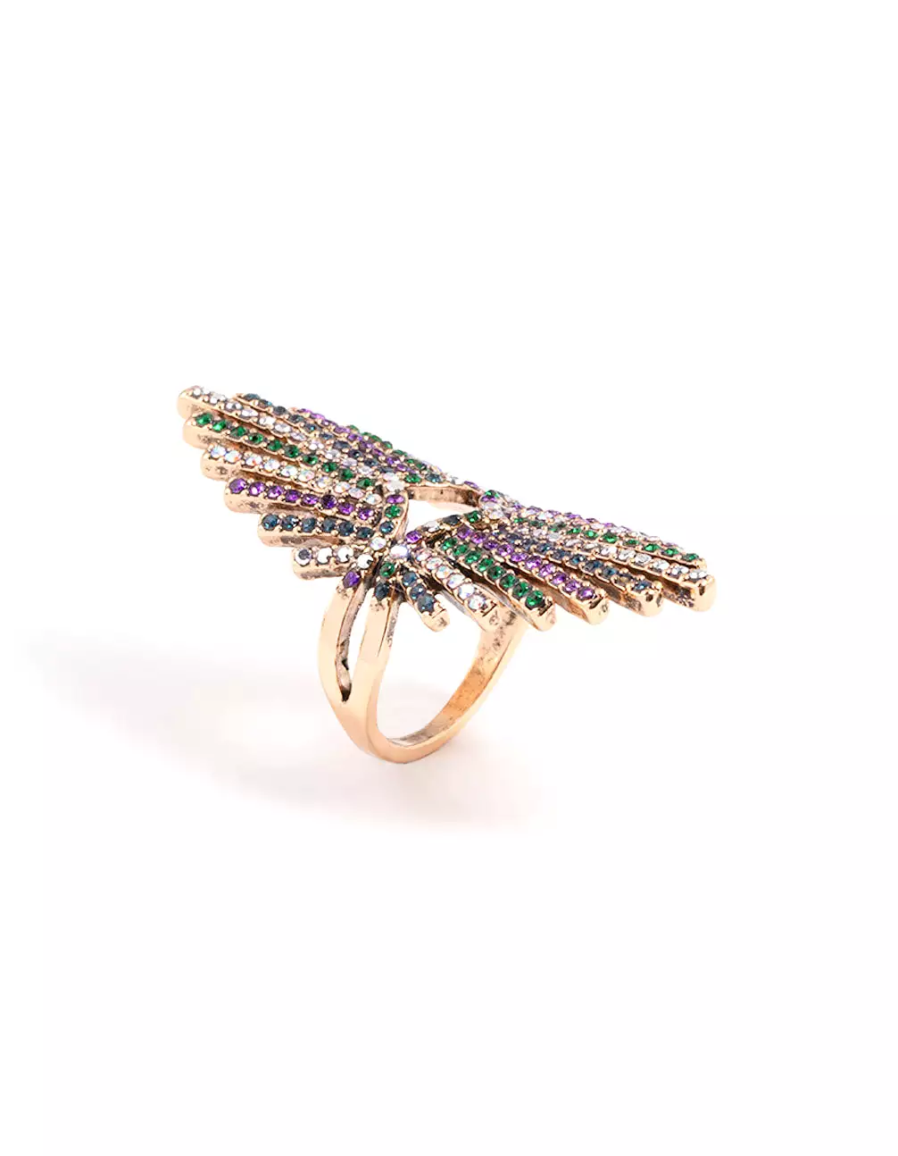 Gold Statement Spray Diamante Ring