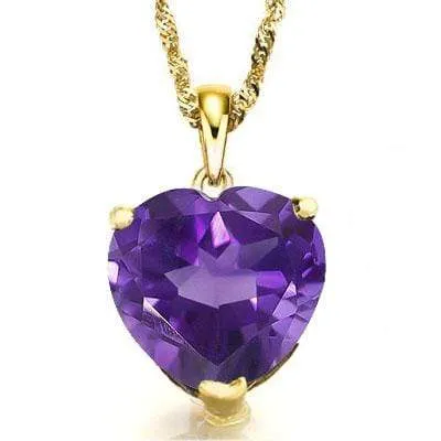 GREAT 0.5 CARAT TW (1 PCS) AMETHYST 10K SOLID YELLOW GOLD PENDANT