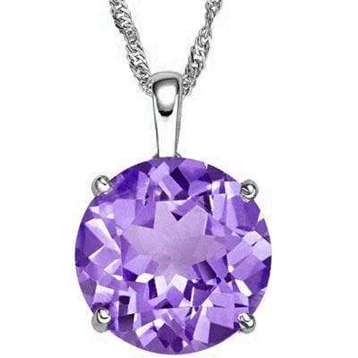 GREAT 3 CARAT TW (1 PCS) AMETHYST 10K SOLID WHITE GOLD PENDANT