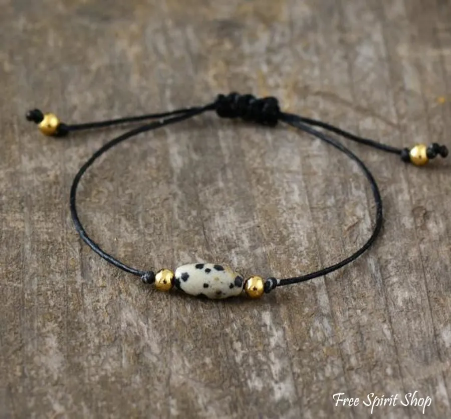 Handmade Natural Dalmatian Jasper Gemstone Bracelet