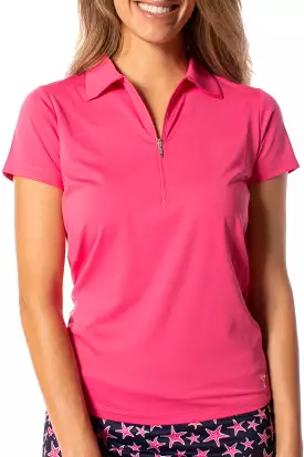 Hot Pink Short Sleeve Zip Polo