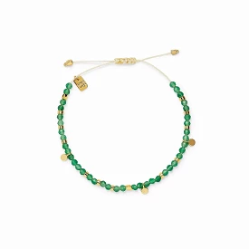 Jade Beaded Gold Charm Bracelet