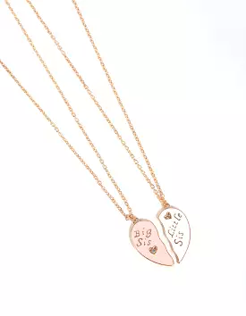 Kids Gold Sisters Heart Necklace Pack