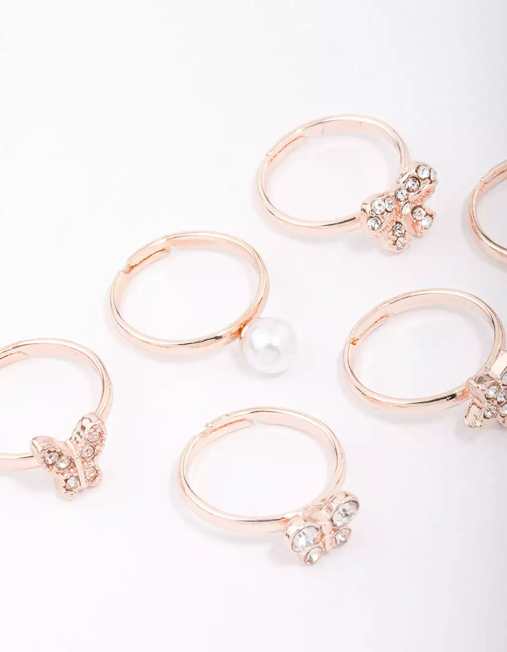 Kids Rose Gold Diamante Butterfly Earring 6-Pack