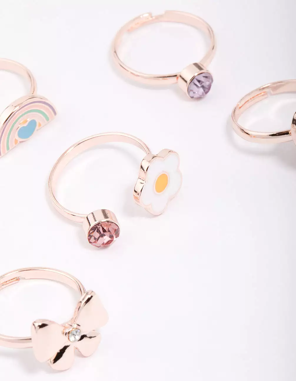 Kids Rose Gold Easter Bunny Bow Ring 6-Pack