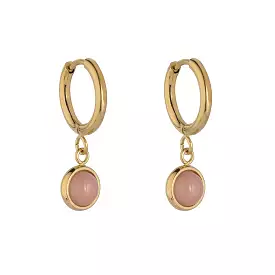 KNIGHT & DAY -  Pink Jade Hoop Earrings