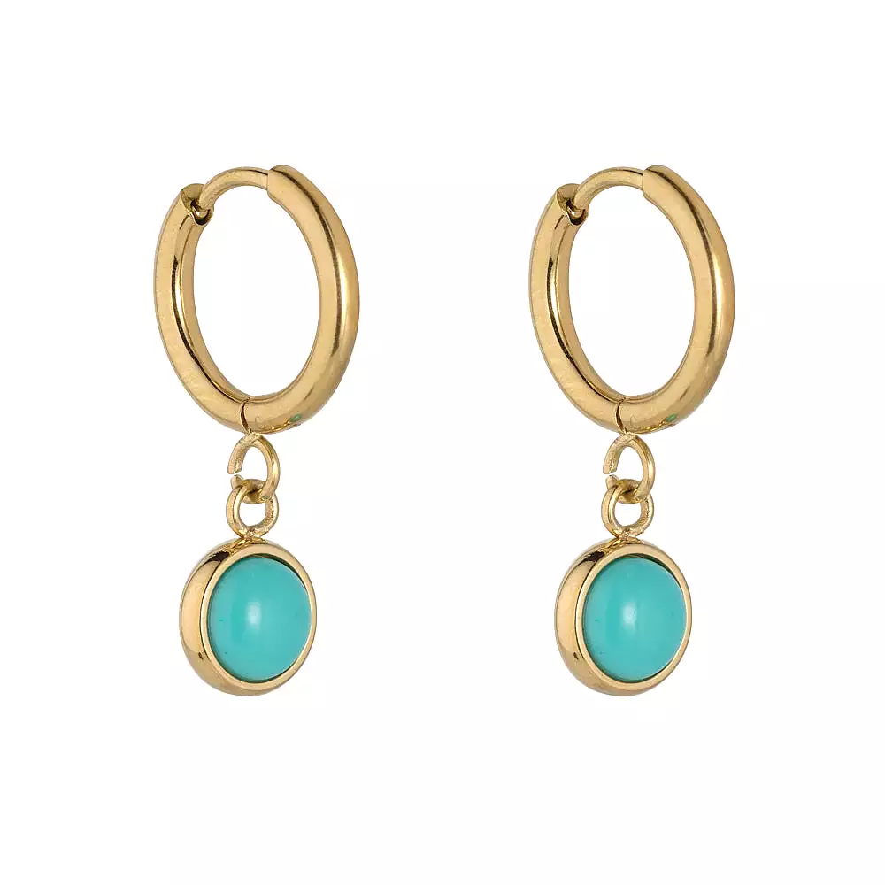 KNIGHT & DAY -  Turquoise Hoop Earrings