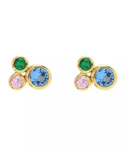 Kris Nations Modernist Bezel Crystal Stud Earrings - Gold - FINAL SALE