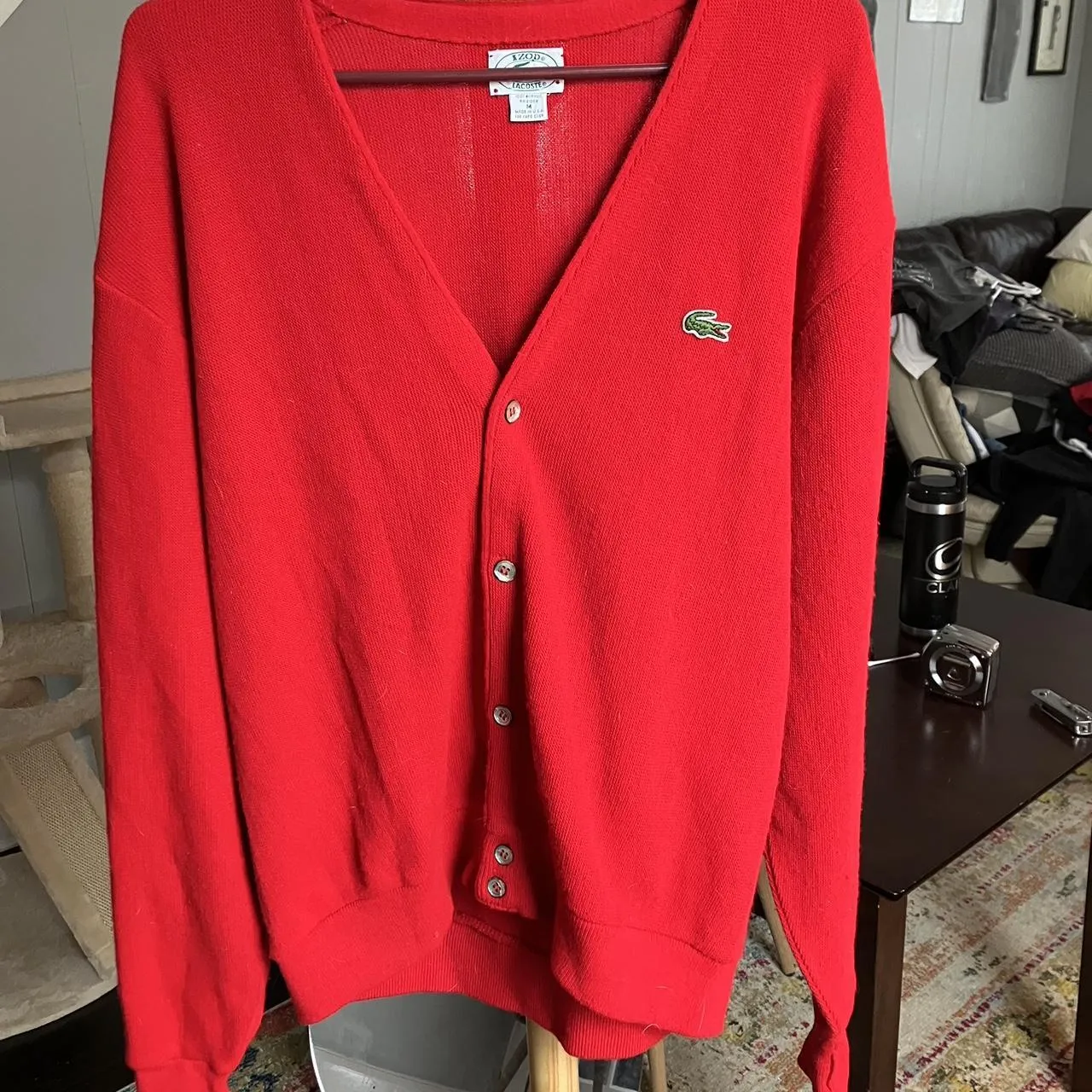 Lacoste Men's Red Cardigan