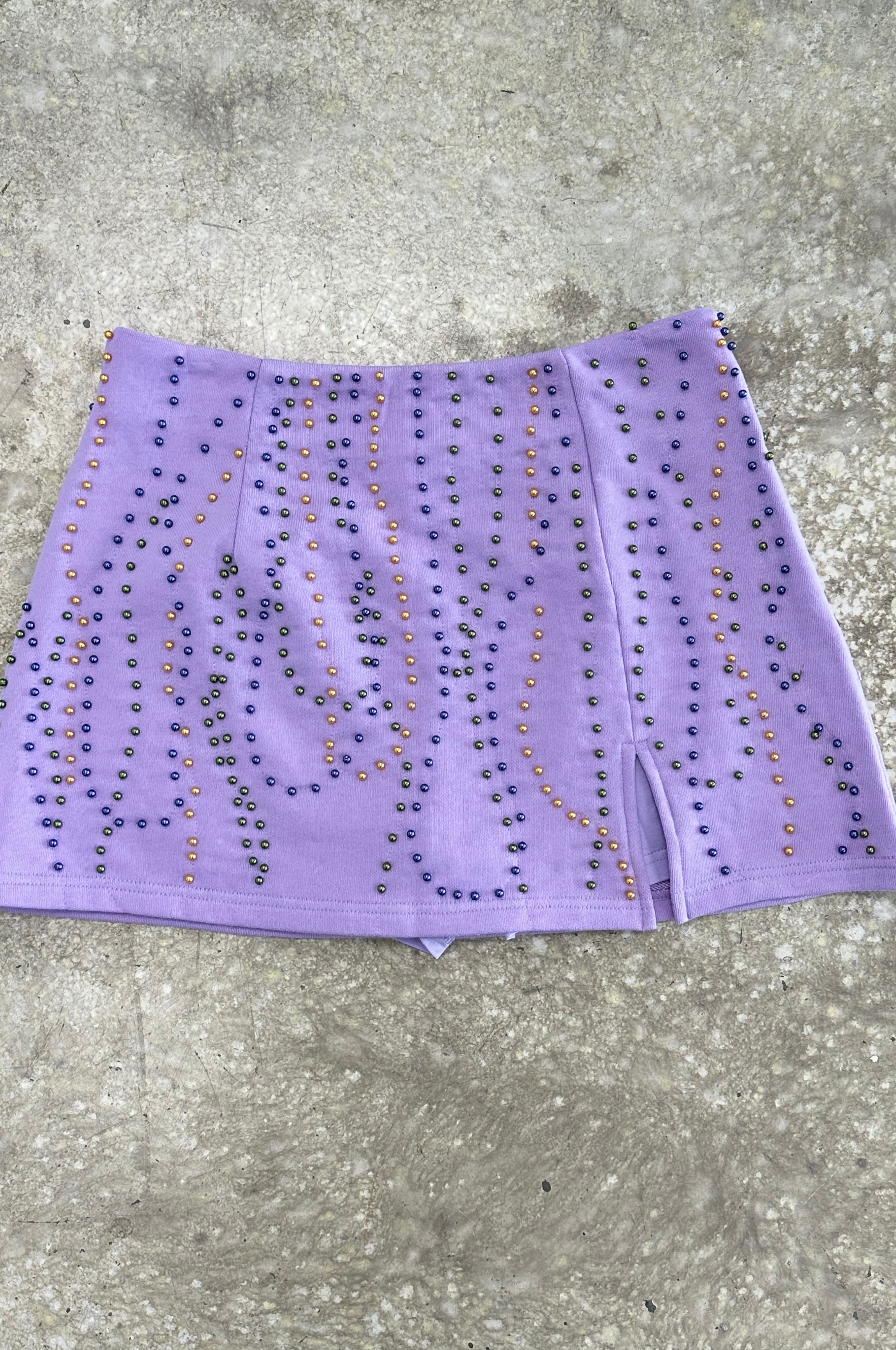 Lavender Mardi Gras Bead Skort by Queen of Sparkles