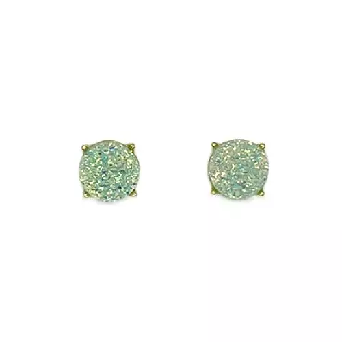 Light Green Druzy Round Stud Earrings