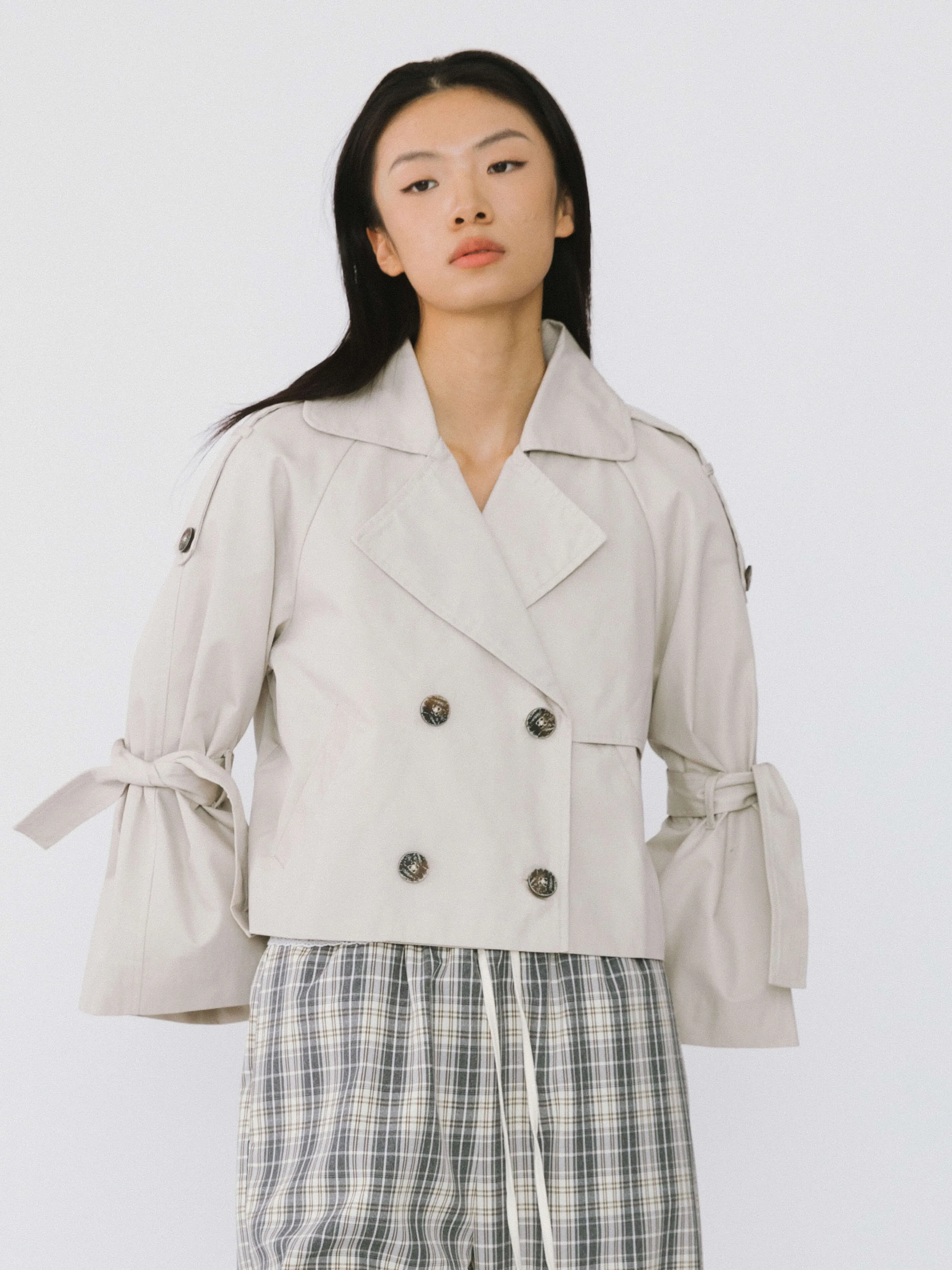 Loose Sleeved Short Trench Coat