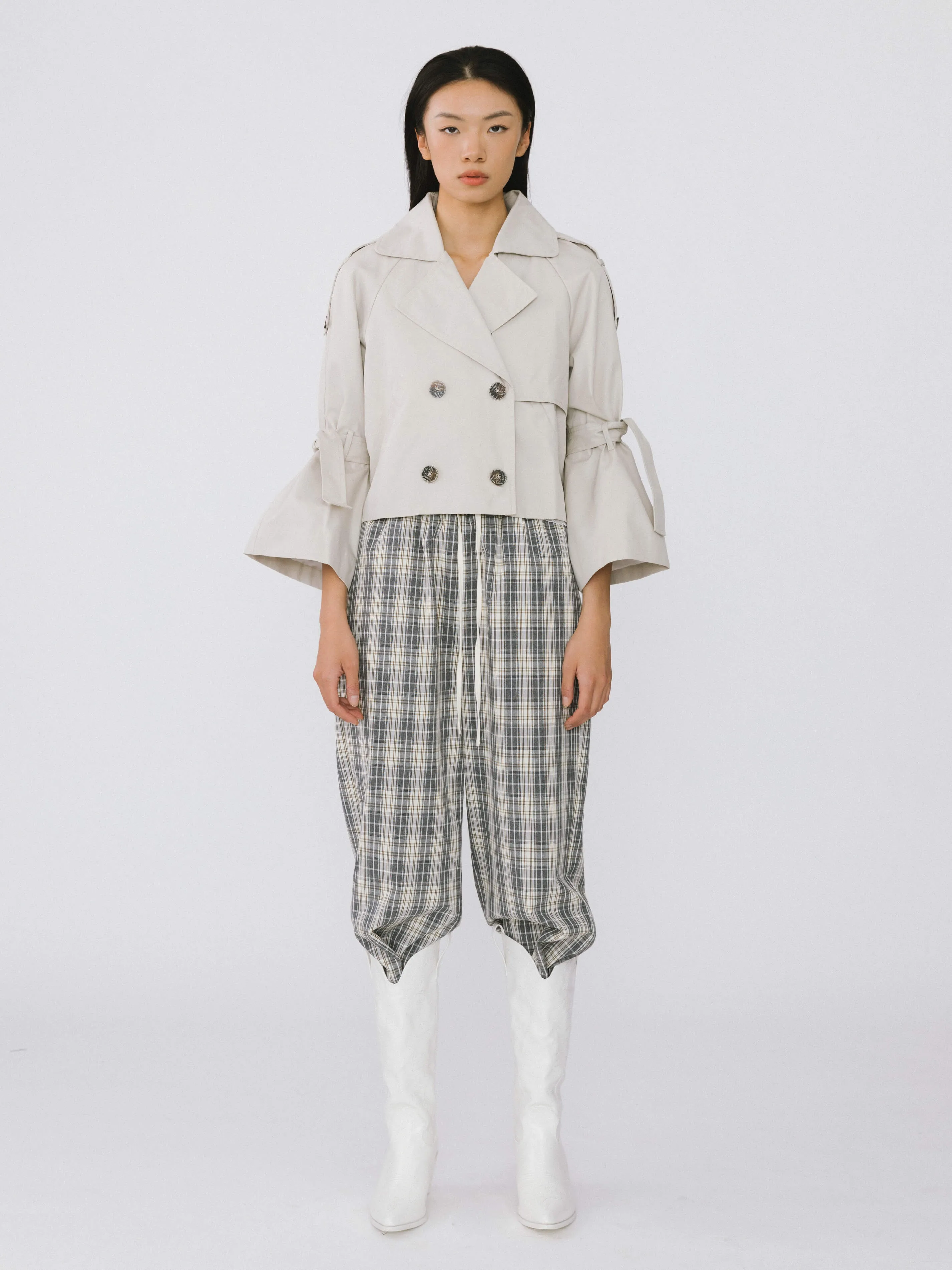 Loose Sleeved Short Trench Coat