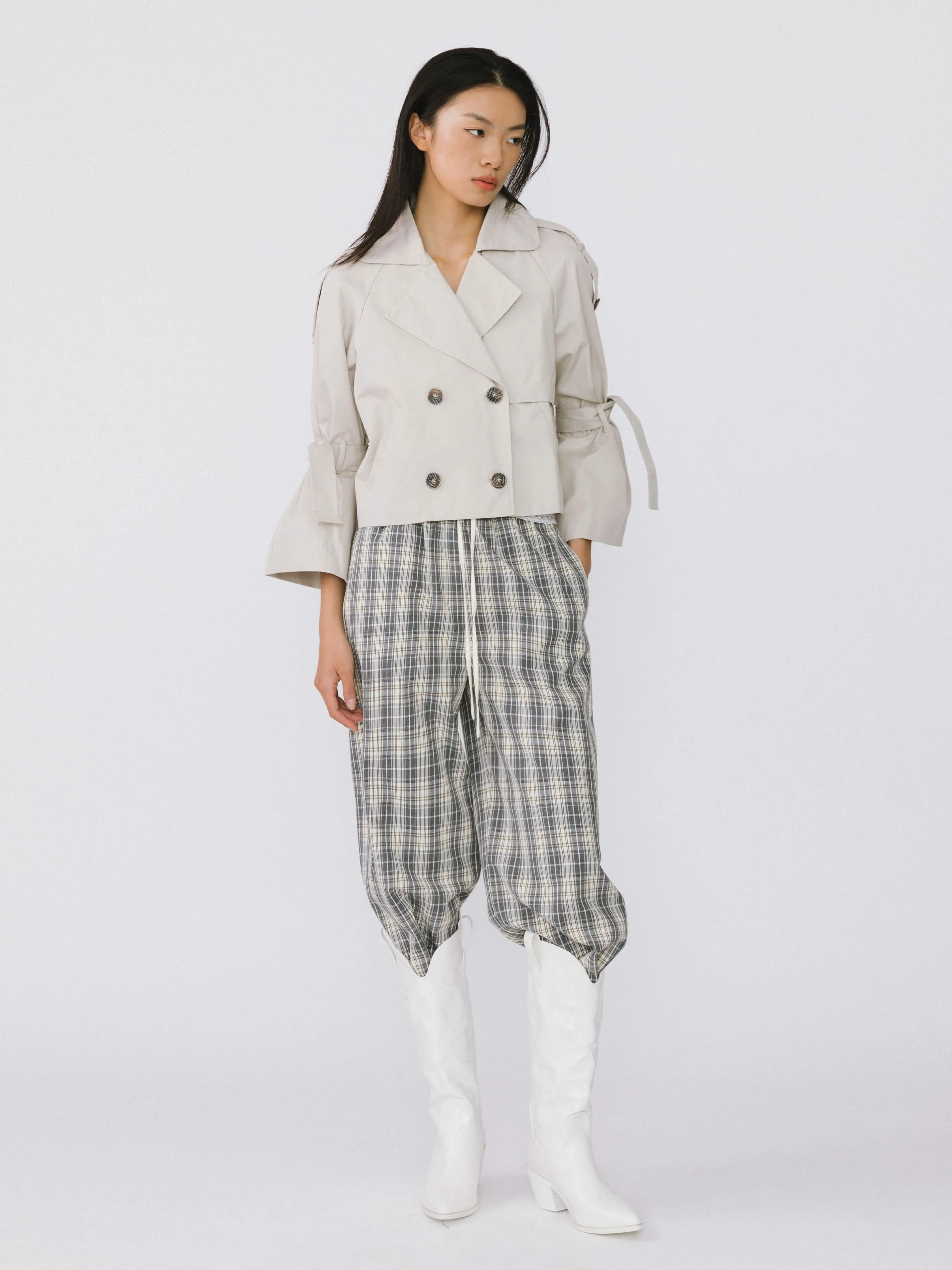 Loose Sleeved Short Trench Coat