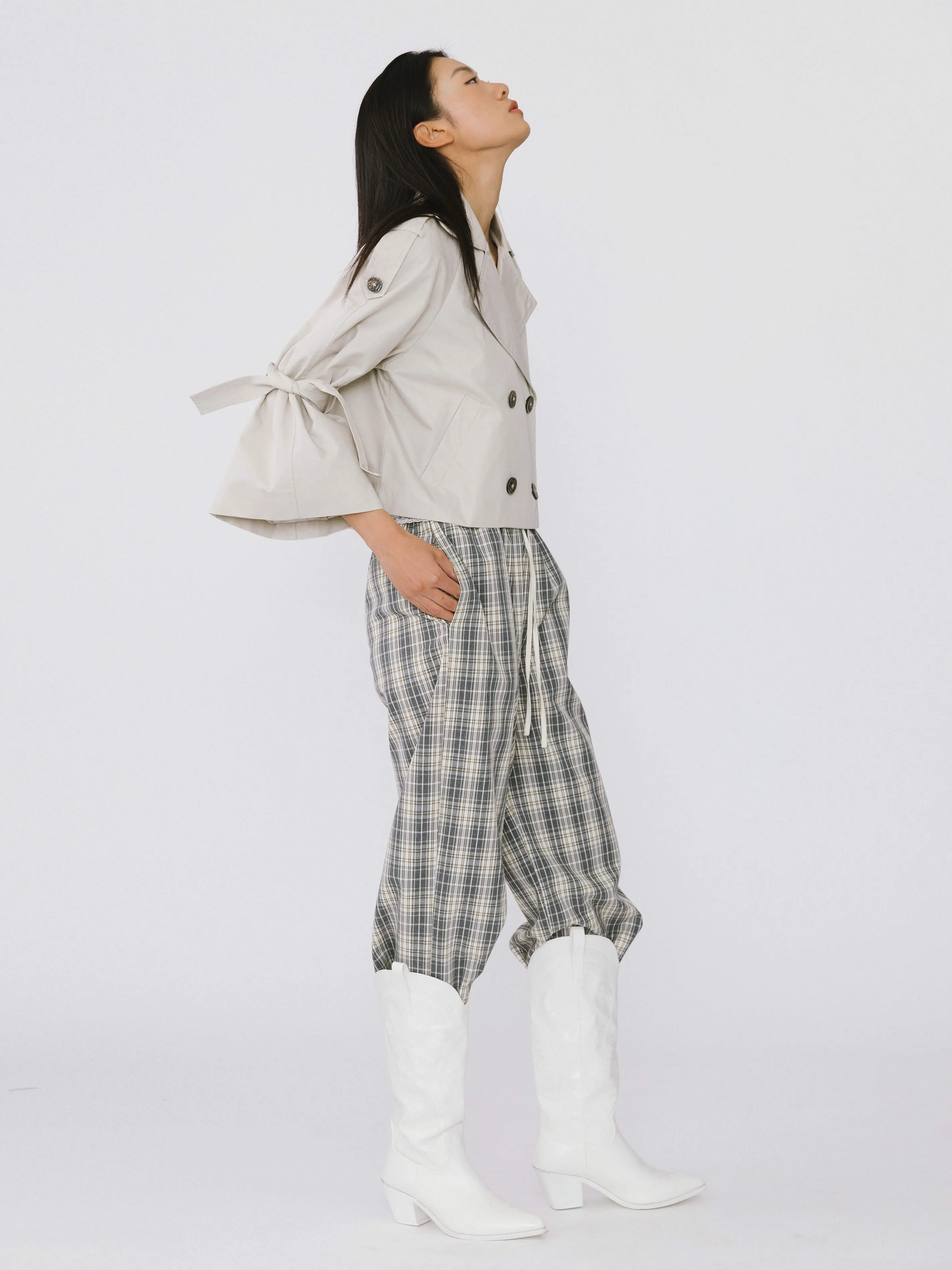 Loose Sleeved Short Trench Coat