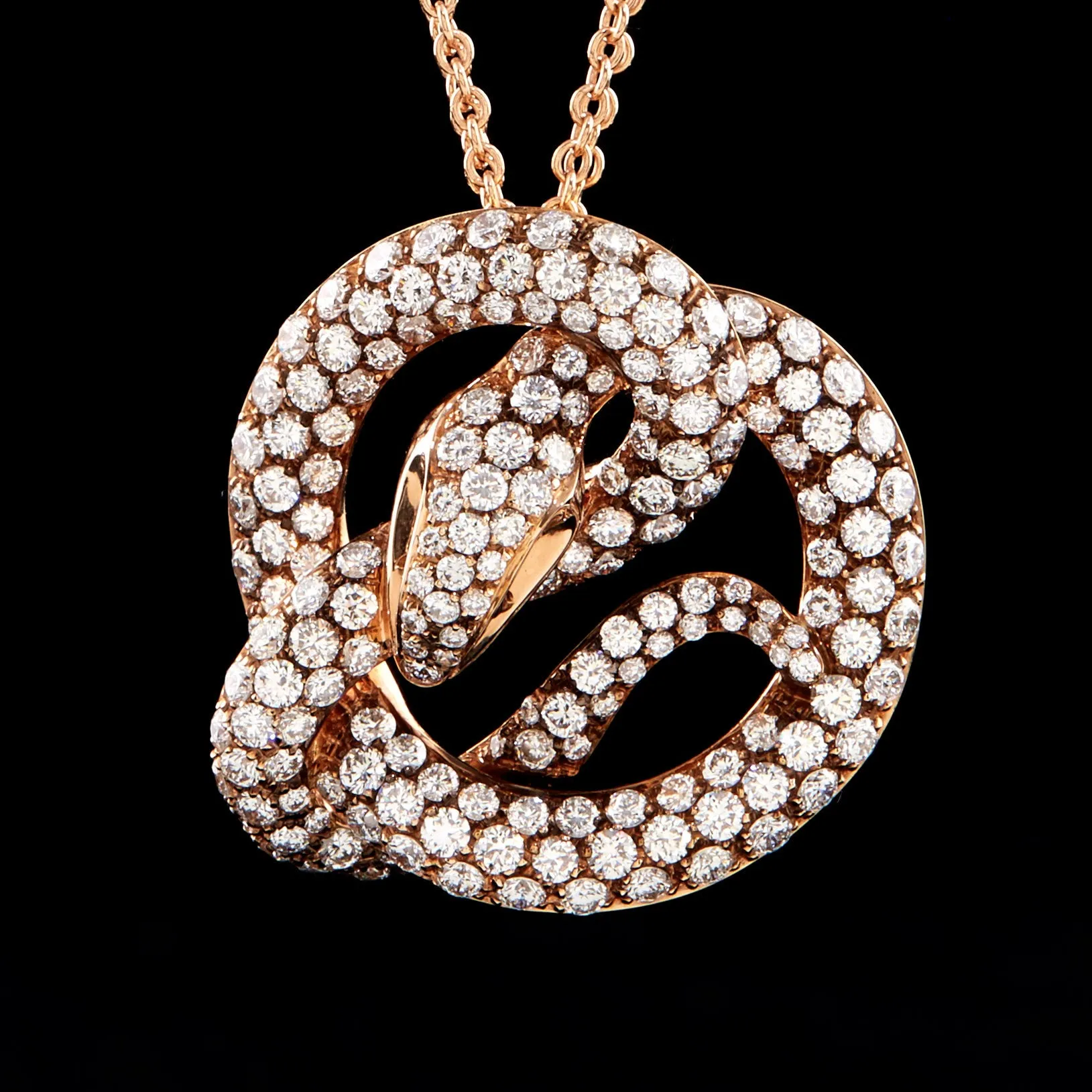 Luca Carati Snake Spiral Pendant on Chain